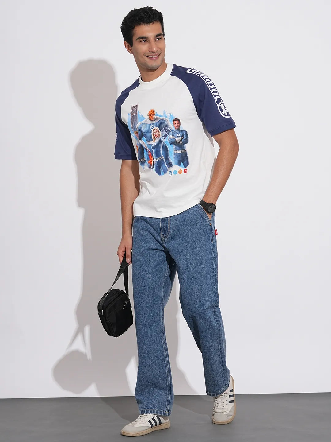 Fantastic Four Printed White Raglan T-Shirt By Being Human