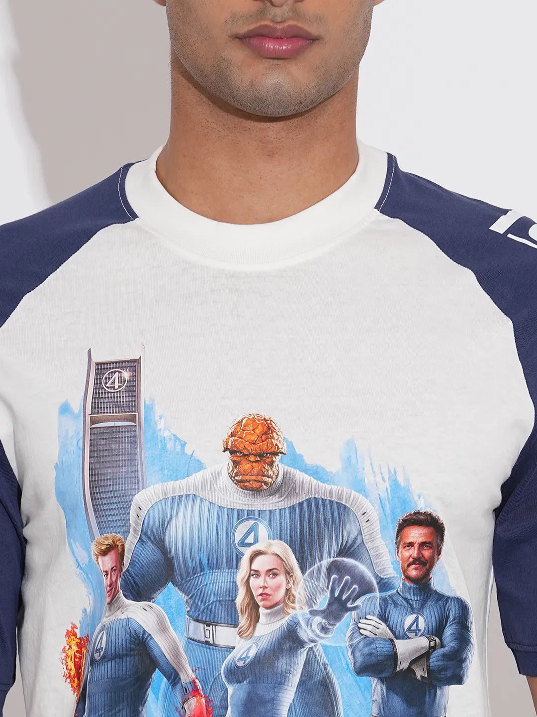 Fantastic Four Printed White Raglan T-Shirt By Being Human