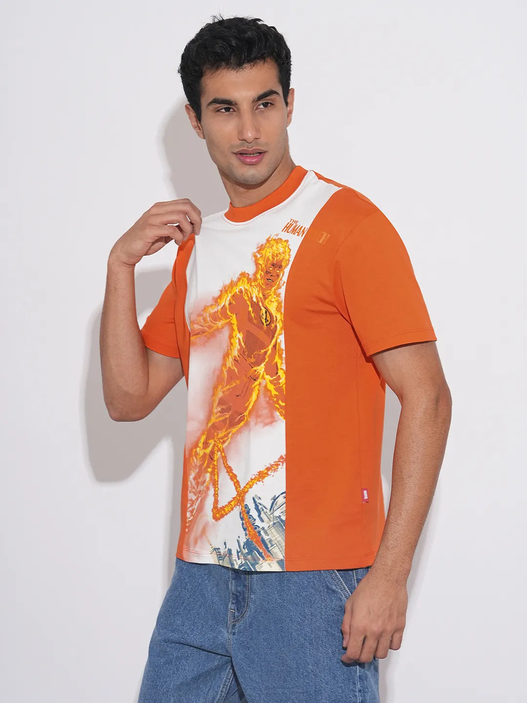 Fantastic Four The Human Torch Printed Orange T-Shirt By Being Human