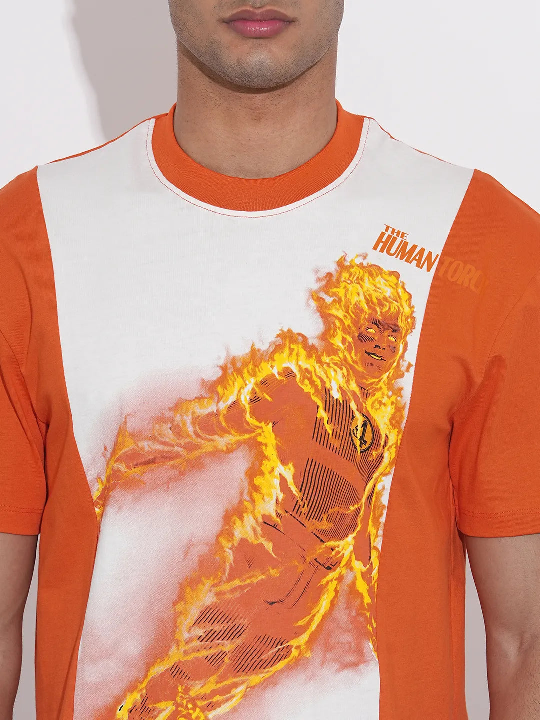 Fantastic Four The Human Torch Printed Orange T-Shirt By Being Human