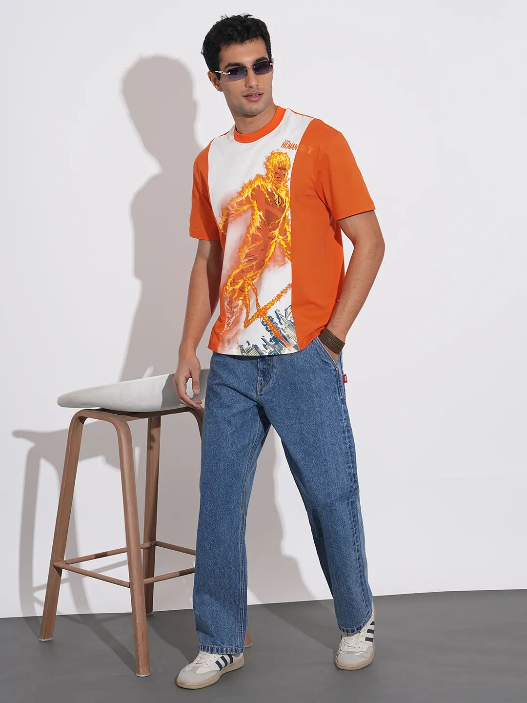 Fantastic Four The Human Torch Printed Orange T-Shirt By Being Human