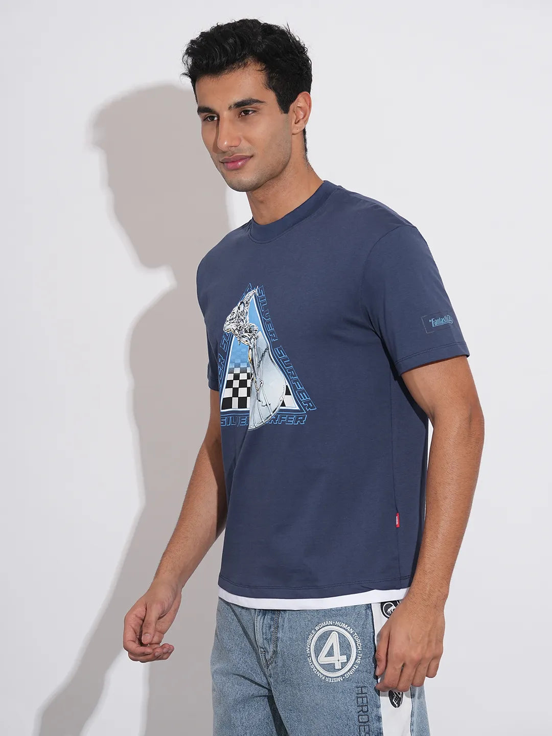 Fantastic Four Silver Surfer Printed Navy T-Shirt By Being Human