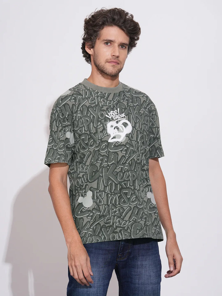 Grey Easy Fit Round Neck Men's T-Shirt by Being Human Clothing