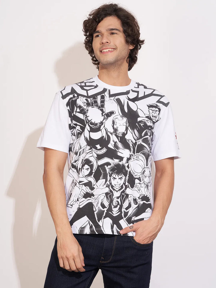 White Easy Fit Round Neck Men's T-Shirt by Being Human Clothing