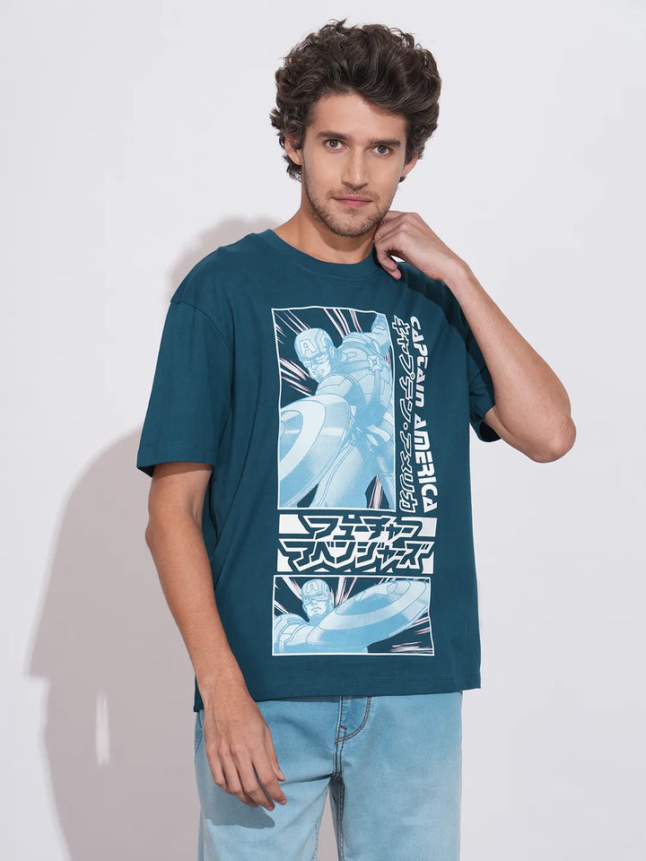 Blue Easy Fit Round Neck Men's T-Shirt by Being Human Clothing