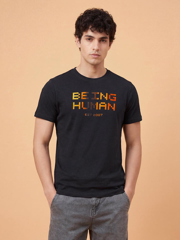 Dark Blue Moderno Fit Half Sleeve Crew Neck Men's T-shirt