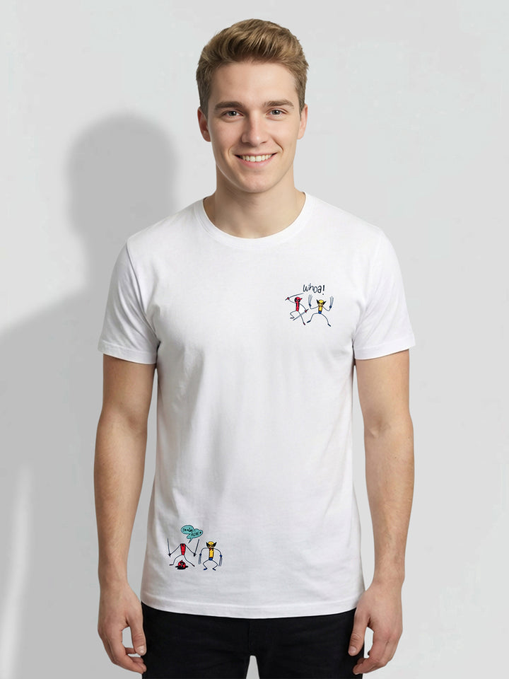 White Men's Deadpool Vs Wolverine Graphic T-Shirt by Being Human Clothing