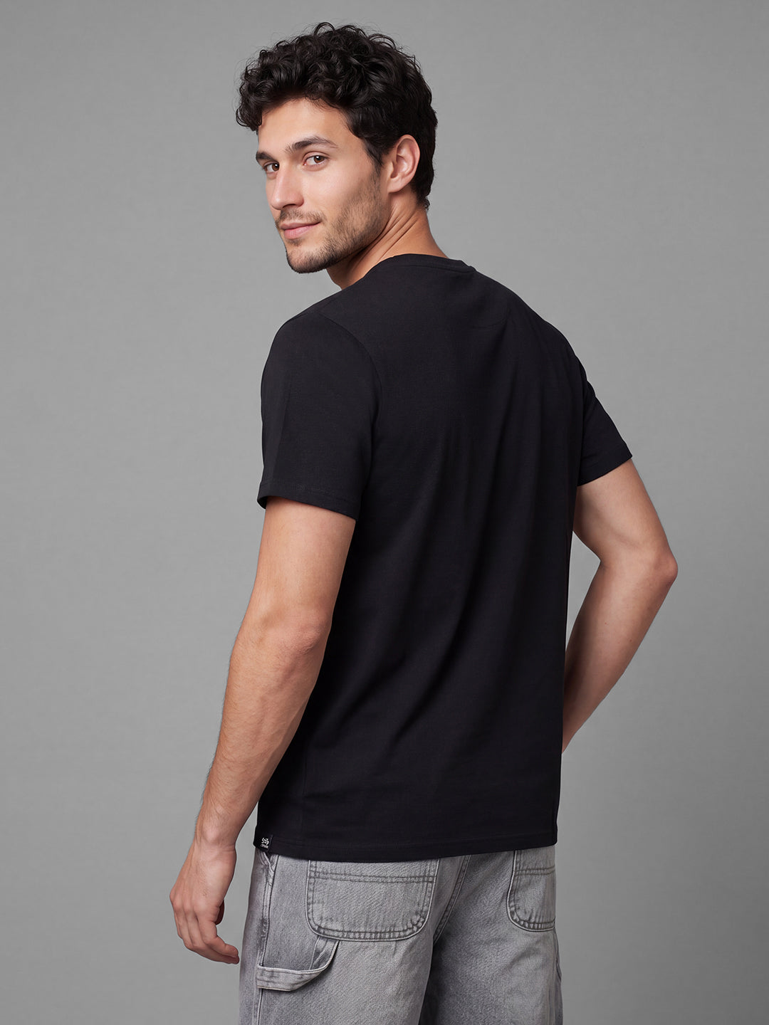 Black Moderno Fit Graphic Print Short Sleeves Crew Neck Men's T-shirt by Being Human Clothing