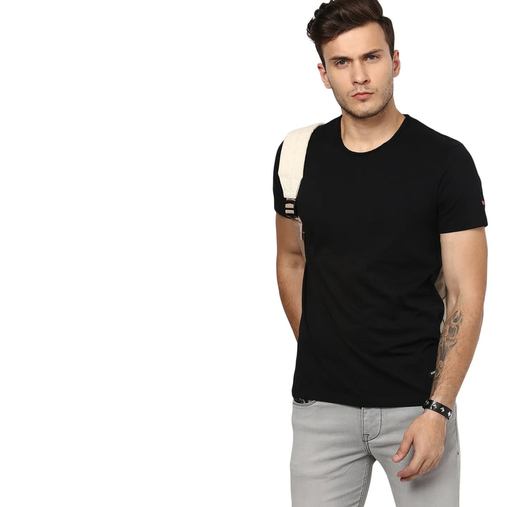 Black Regular Fit Men's Short Sleeves T-Shirt by Being Human Clothing