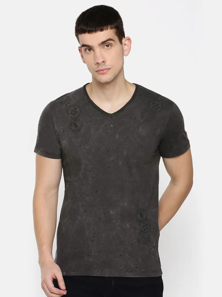 Grey Regular Fit Men's Short Sleeves T-Shirt by Being Human Clothing
