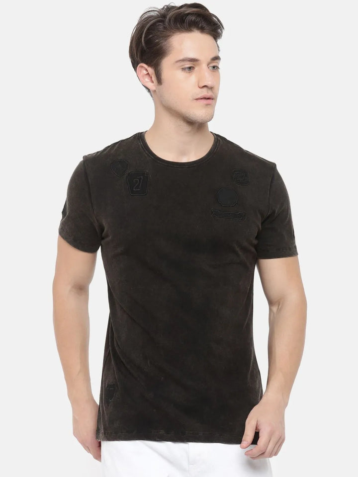 Black Regular Fit Men's Short Sleeves T-Shirt by Being Human Clothing
