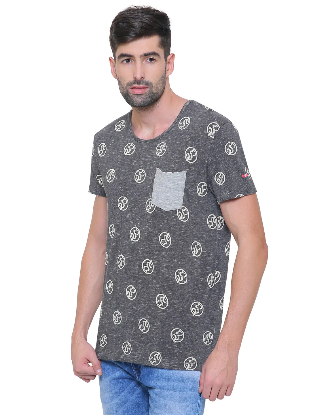 Grey Regular Fit Men's Short Sleeves T-Shirt by Being Human Clothing