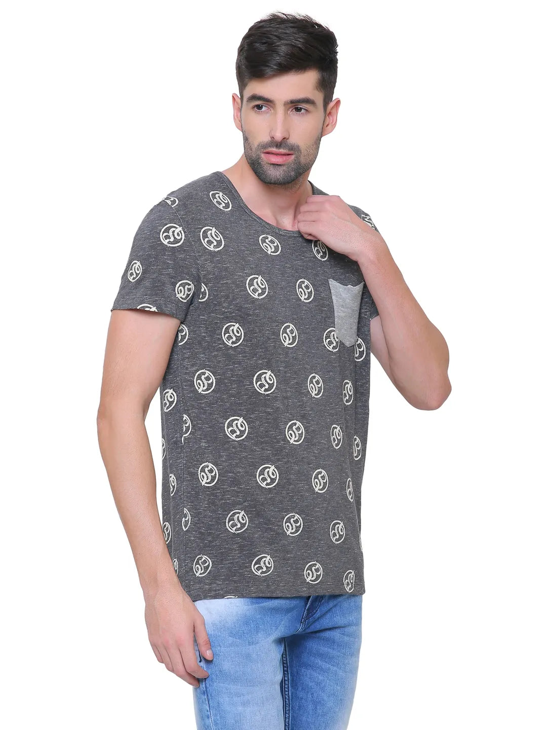 Grey Regular Fit Men's Short Sleeves T-Shirt by Being Human Clothing
