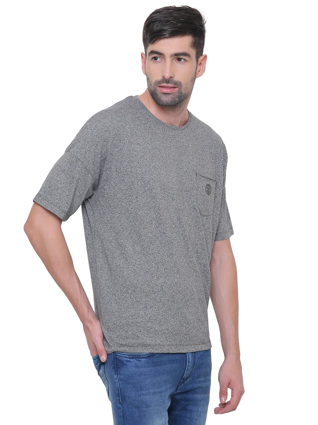Grey Regular Fit Round Neck Men's T-Shirt by Being Human Clothing
