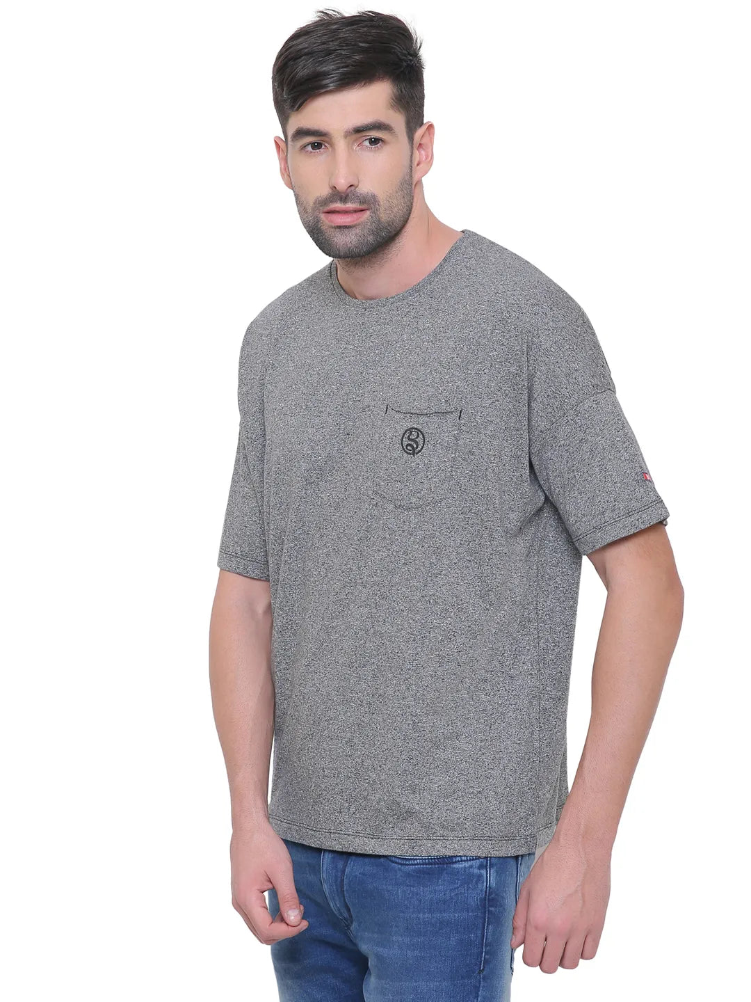Grey Regular Fit Round Neck Men's T-Shirt by Being Human Clothing