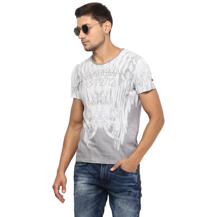 Grey Regular Fit Men's Short Sleeves T-Shirt by Being Human Clothing