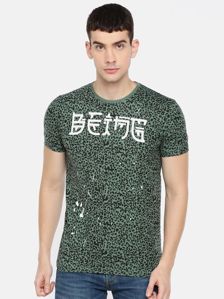 Green Regular Fit Men's Short Sleeves T-Shirt by Being Human Clothing