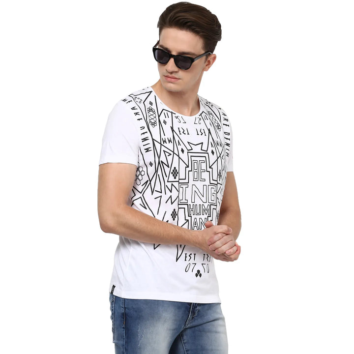 White Regular Fit Men's Short Sleeves T-Shirt by Being Human Clothing