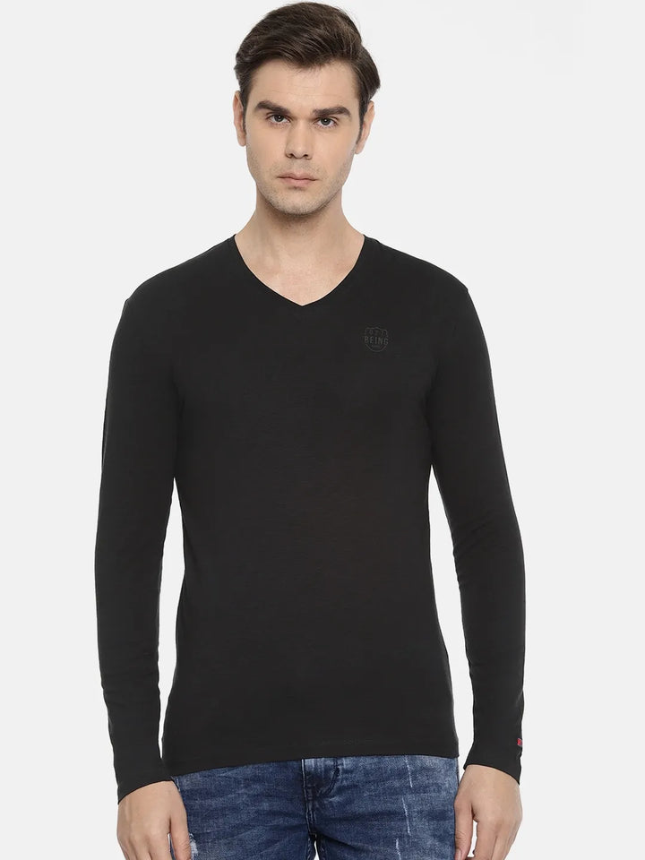 Black Regular Fit Men's Long Sleeves T-Shirt by Being Human Clothing