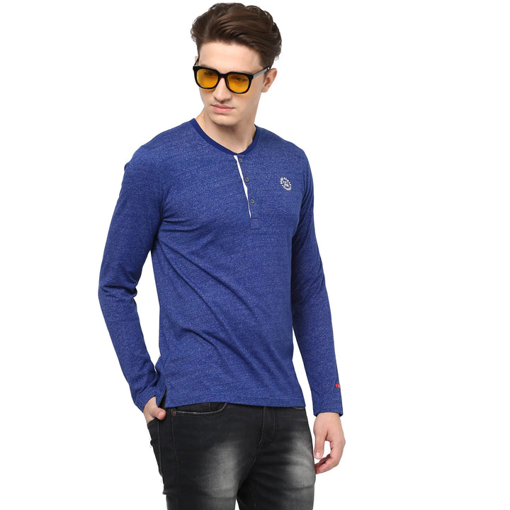 Blue Men's Long Sleeves T-Shirt by Being Human Clothing