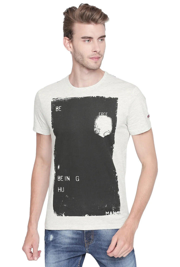 Beige Regular Fit Men's Short Sleeves T-Shirt by Being Human Clothing