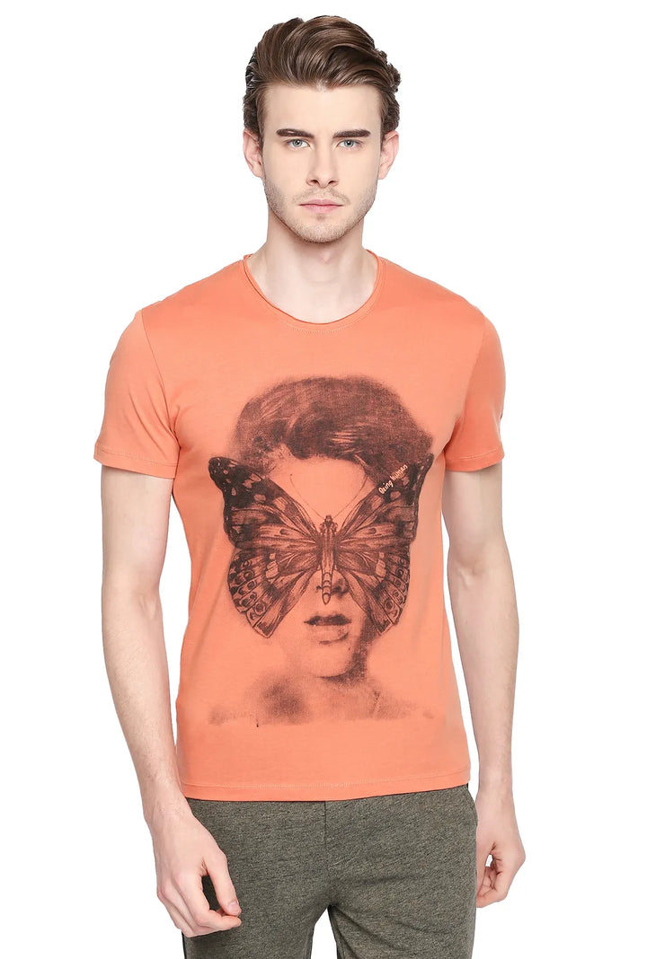 Orange Regular Fit Men's Short Sleeves T-Shirt by Being Human Clothing