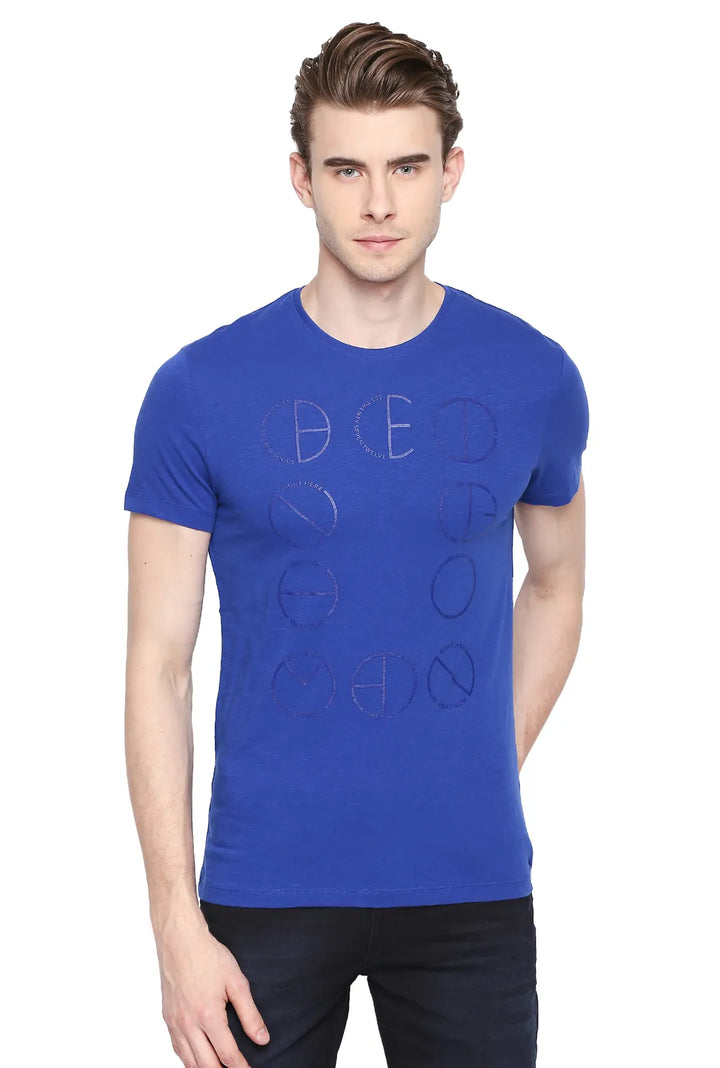 Blue Regular Fit Men's Short Sleeves T-Shirt by Being Human Clothing