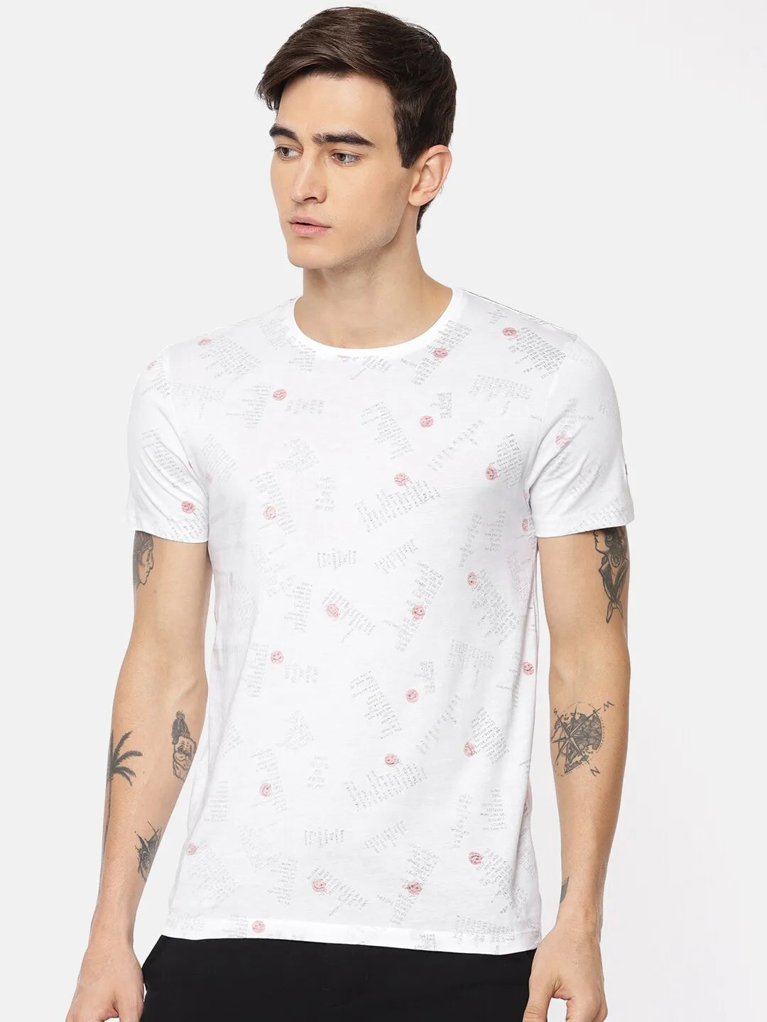 White Regular Fit Men's Short Sleeves T-Shirt by Being Human Clothing