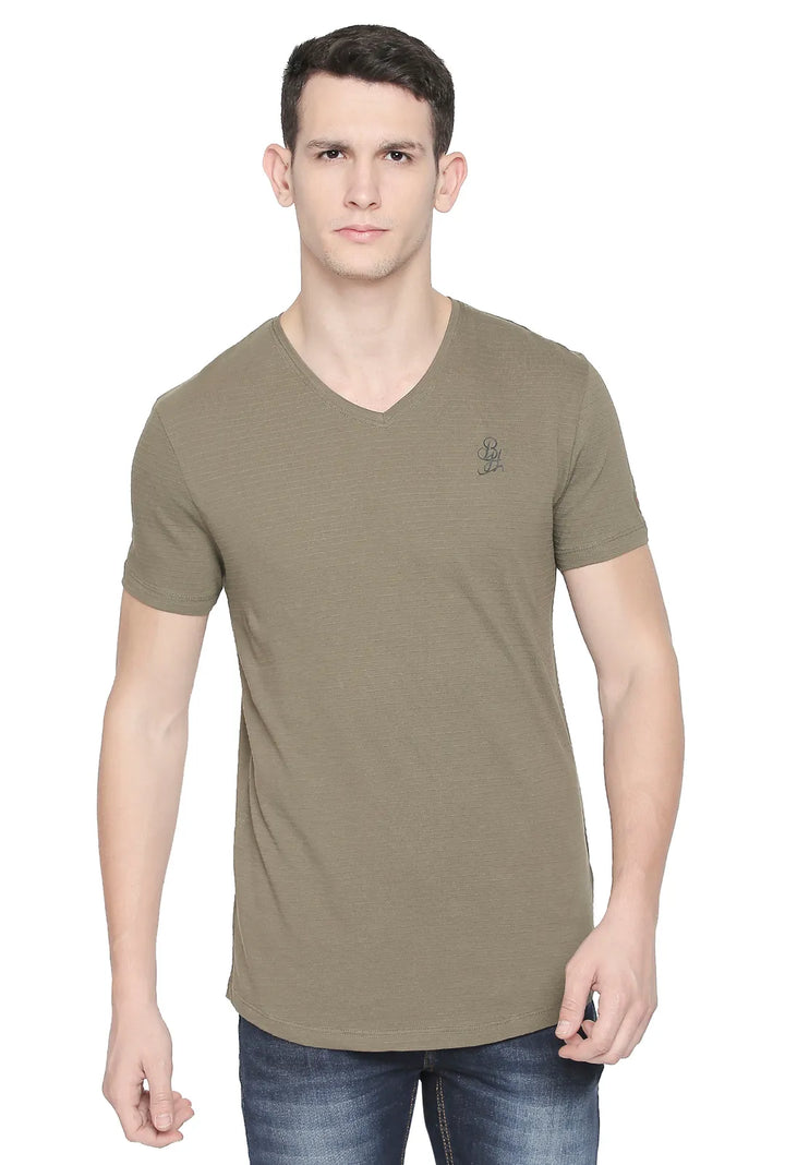 Dull Green Regular Fit Men's Short Sleeves T-Shirt by Being Human Clothing