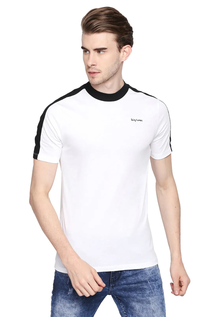 White Regular Fit Men's Short Sleeves T-Shirt by Being Human Clothing