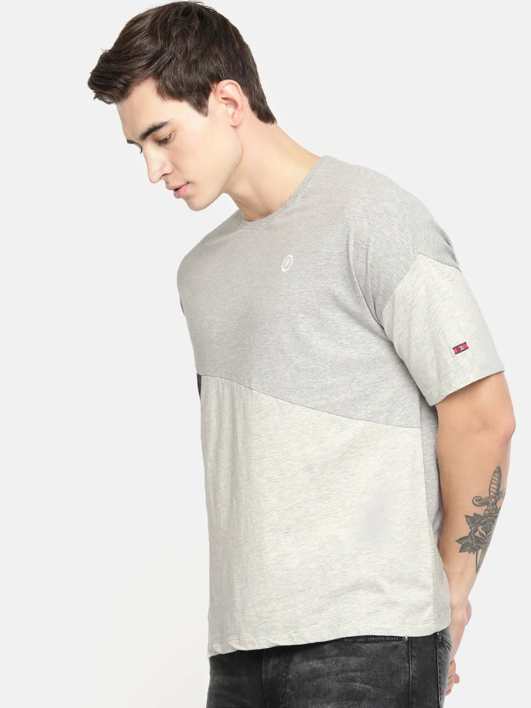 Being Human Clothing Men Regular Fit Crew Neck T-Shirts-Light Grey Melange