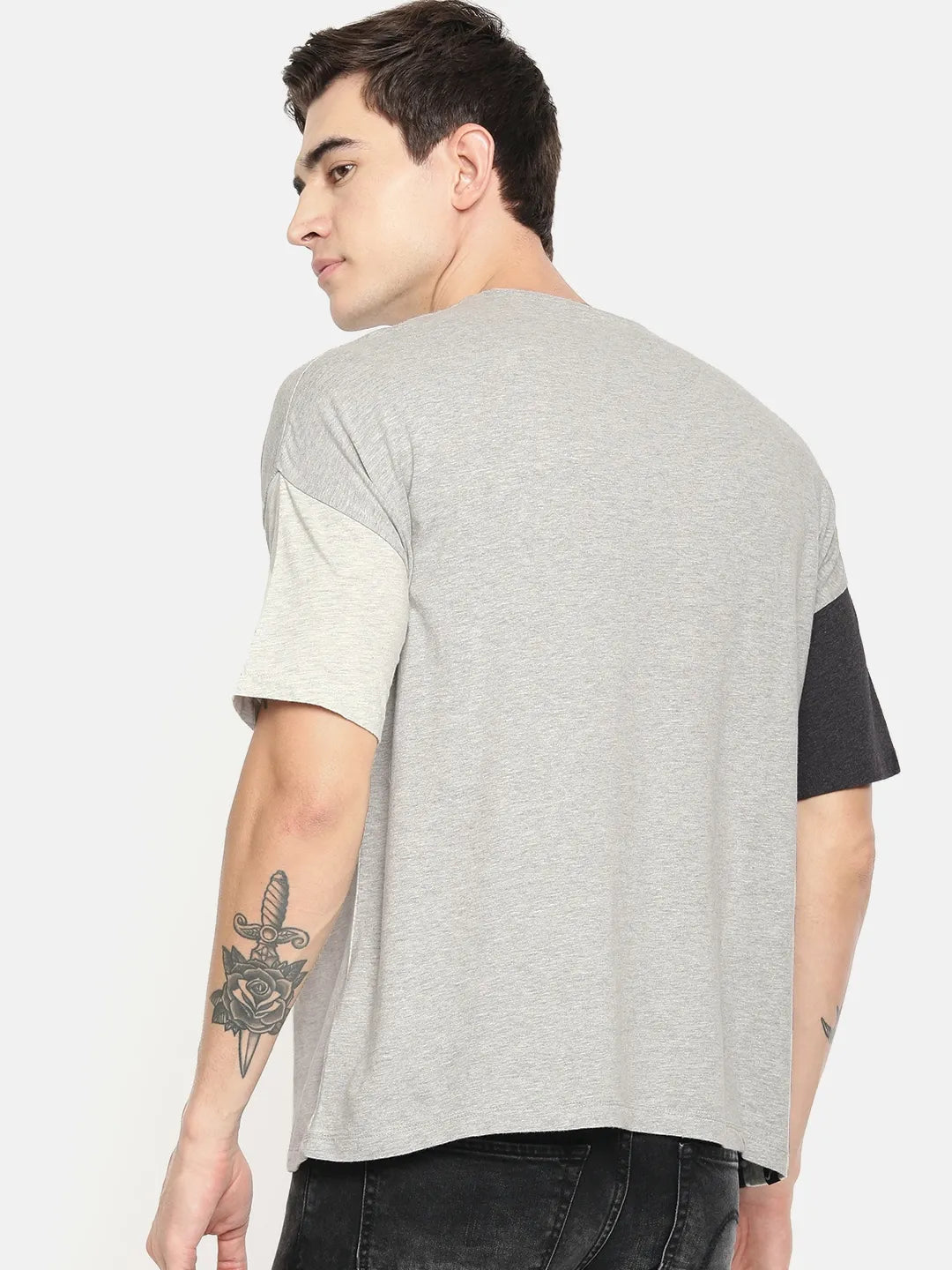 Being Human Clothing Men Regular Fit Crew Neck T-Shirts-Light Grey Melange