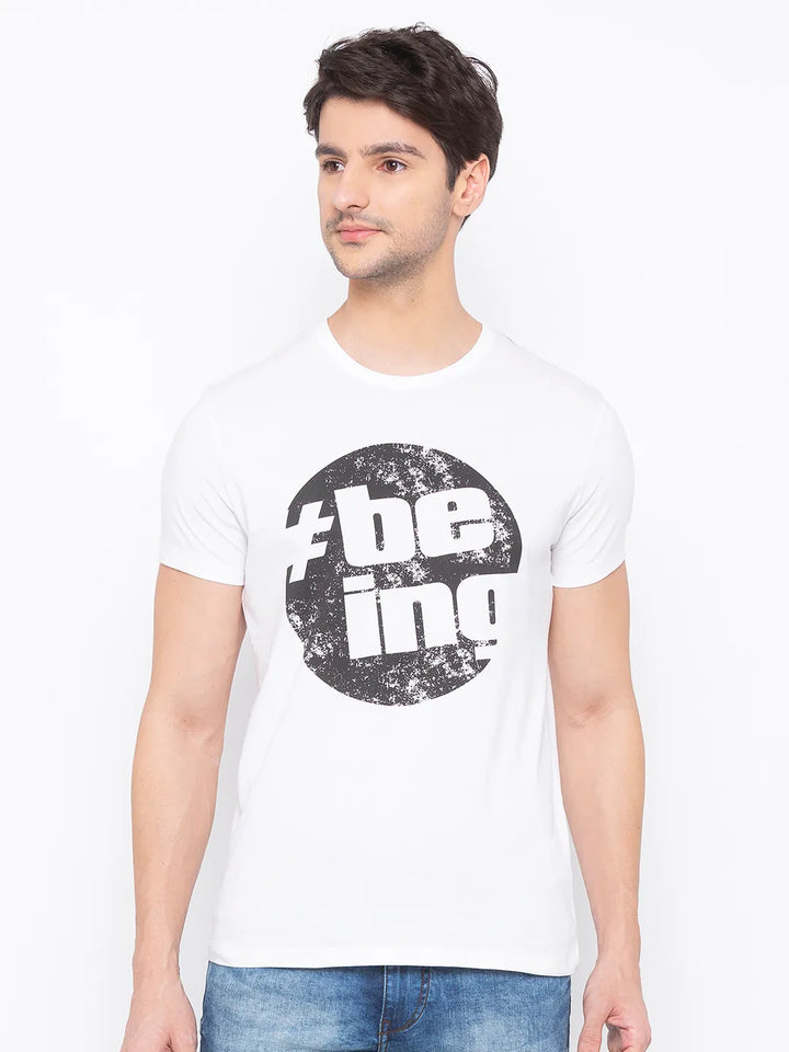 White Regular Fit Men's Short Sleeves T-Shirt by Being Human Clothing