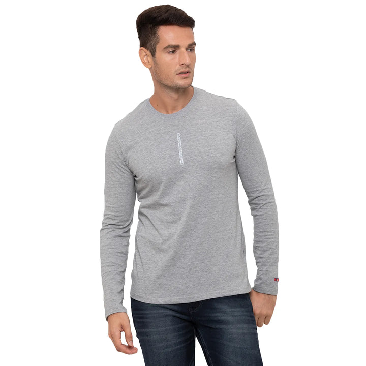 Grey Regular Fit Men's Long Sleeves T-Shirt by Being Human Clothing