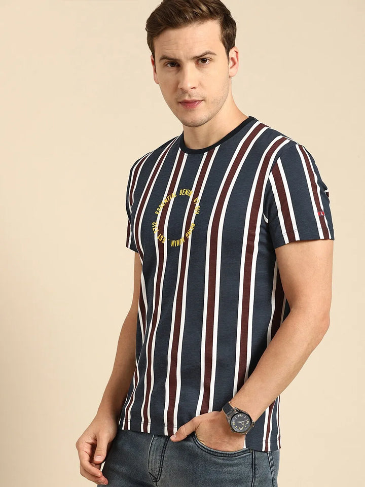Blue Regular Fit Men's Short Sleeves T-Shirt by Being Human Clothing