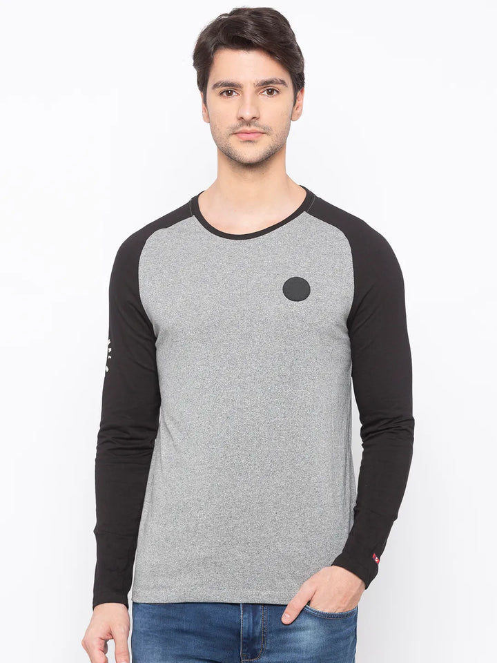 Grey Regular Fit Men's Long Sleeves T-Shirt by Being Human Clothing