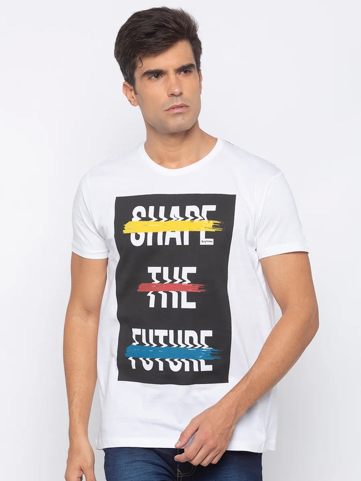 White Regular Fit Men's Short Sleeves T-Shirt by Being Human Clothing