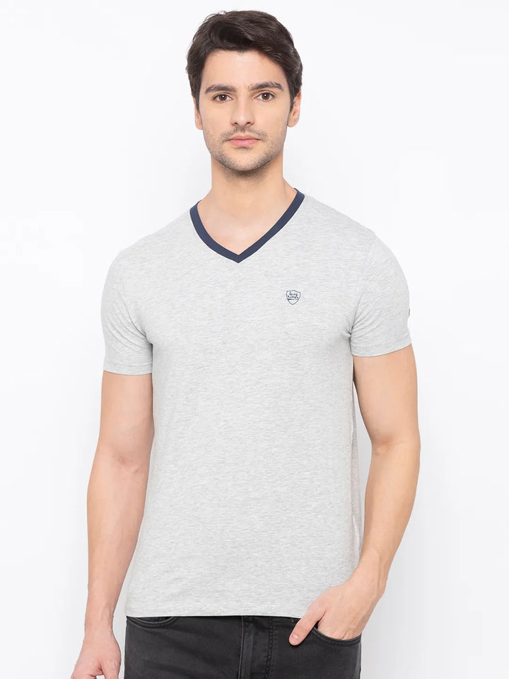 Grey Regular Fit Men's Short Sleeves T-Shirt by Being Human Clothing