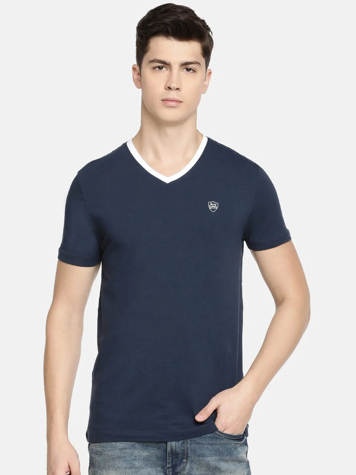 Blue Regular Fit Men's Short Sleeves T-Shirt by Being Human Clothing