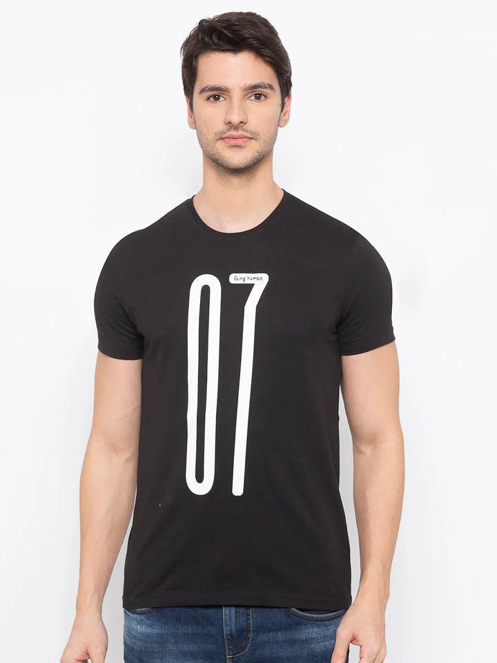 Black Regular Fit Men's Short Sleeves T-Shirt by Being Human Clothing