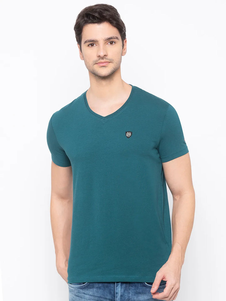 Green Regular Fit Men's Short Sleeves T-Shirt by Being Human Clothing