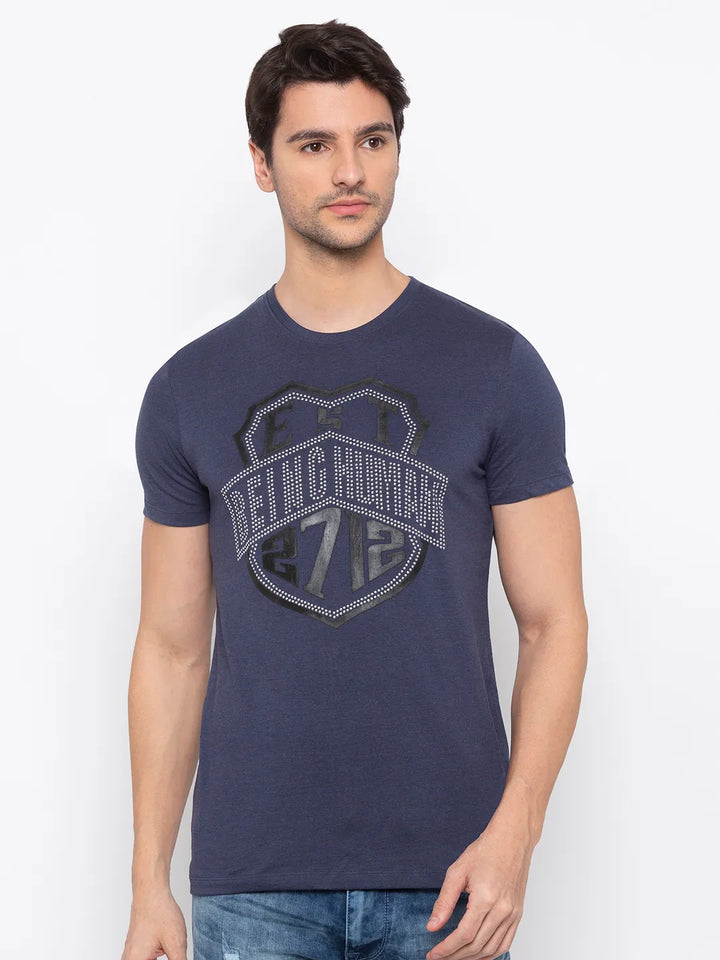 Blue Regular Fit Men's Short Sleeves T-Shirt by Being Human Clothing