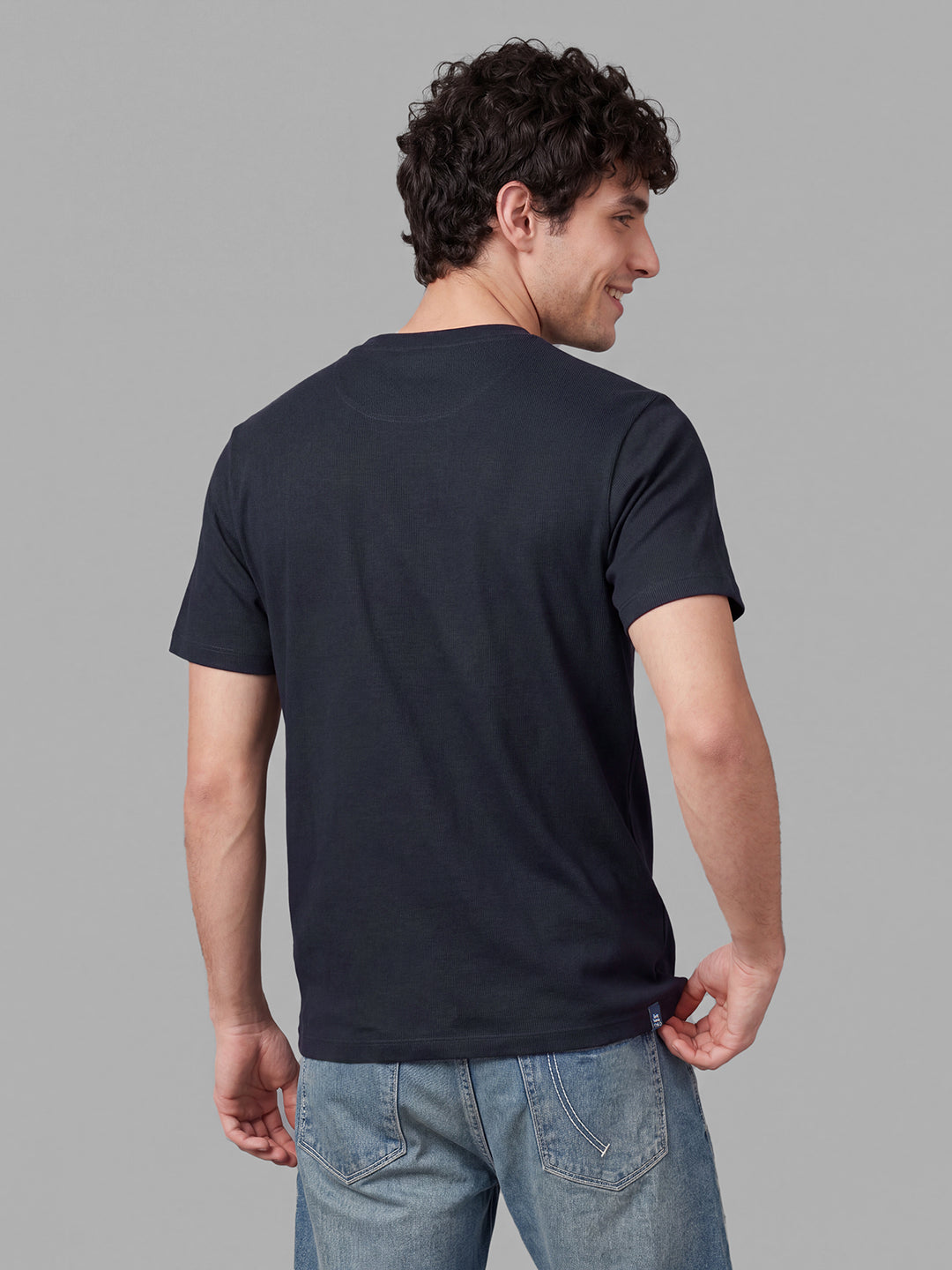 Navy Easy Fit Typography Short Sleeves Crew Neck Men's T-shirt by Being Human Clothing
