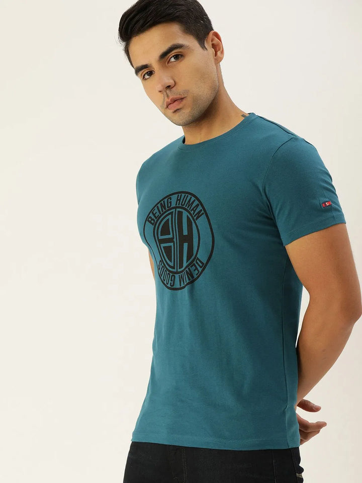Teal Regular Fit Men's Short Sleeves T-Shirt by Being Human Clothing