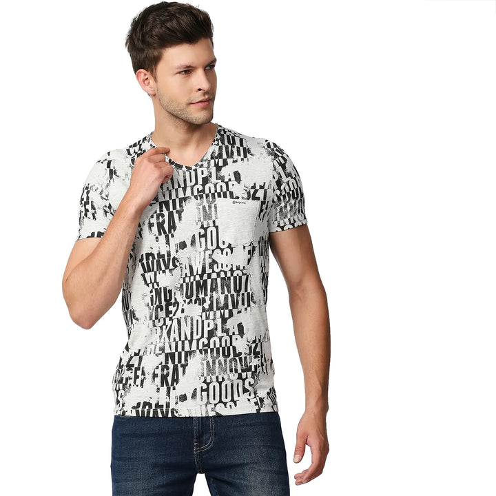 White & Black Regular Fit Men's Short Sleeves T-Shirt by Being Human Clothing