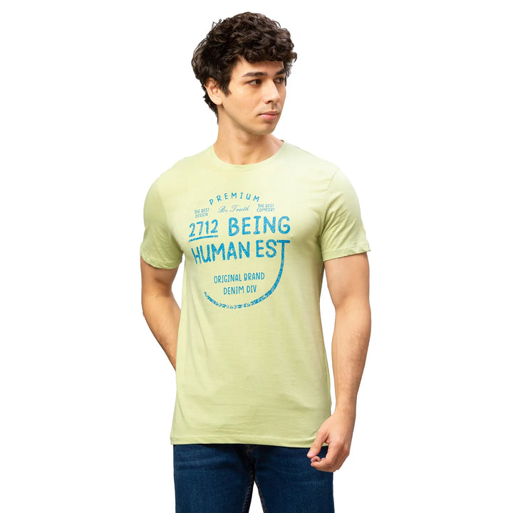 Green Regular Fit Men's Short Sleeves T-Shirt by Being Human Clothing