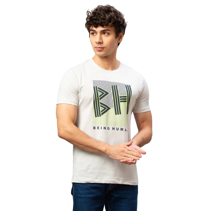 Green Regular Fit Men's Short Sleeves T-Shirt by Being Human Clothing