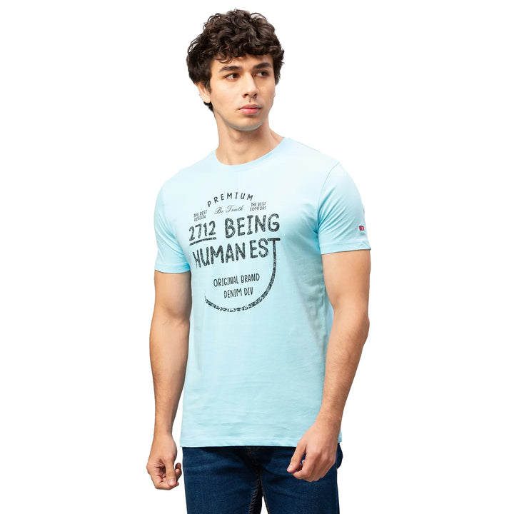 Grey Regular Fit Men's Short Sleeves T-Shirt by Being Human Clothing