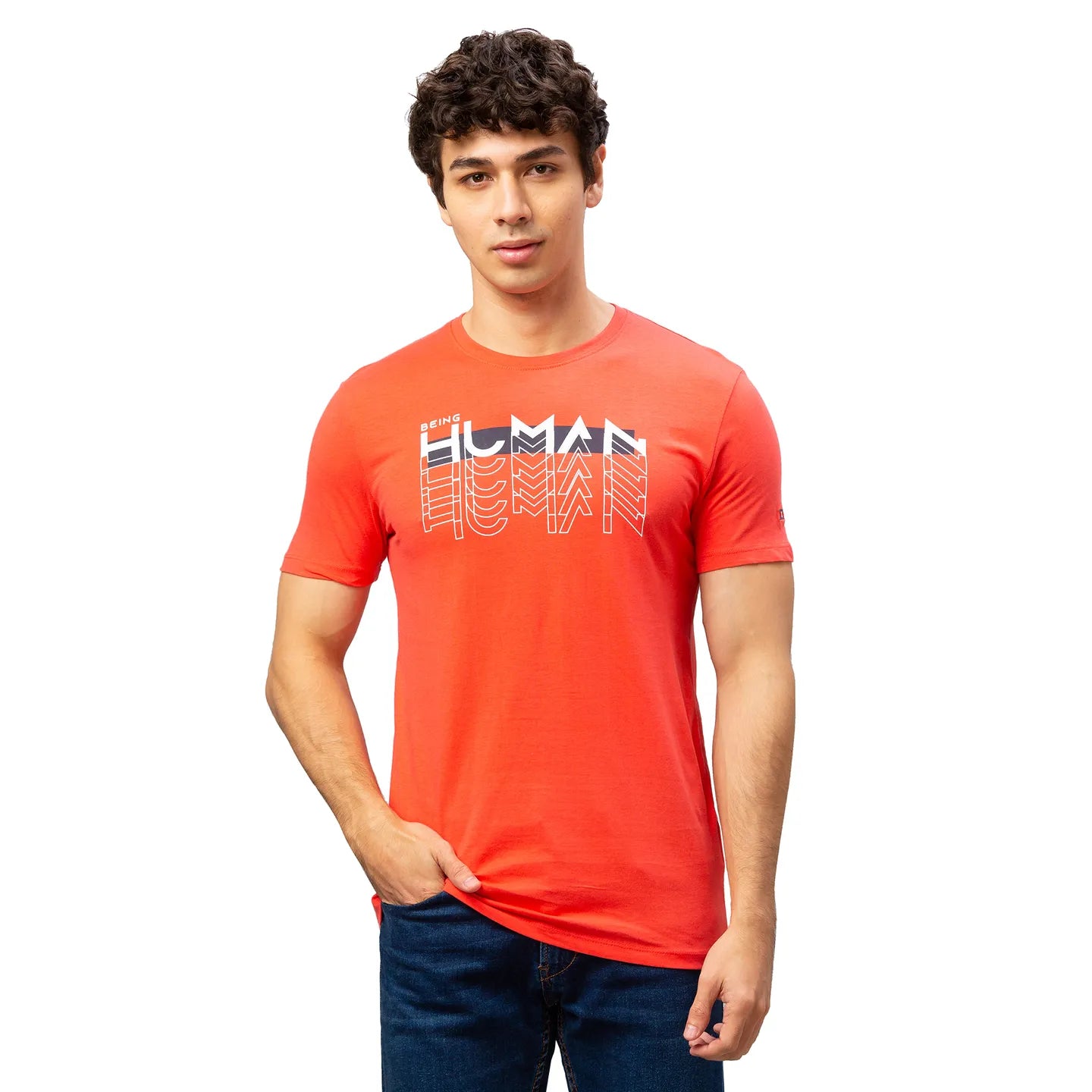 Pink Regular Fit Men's Short Sleeves T-Shirt by Being Human Clothing