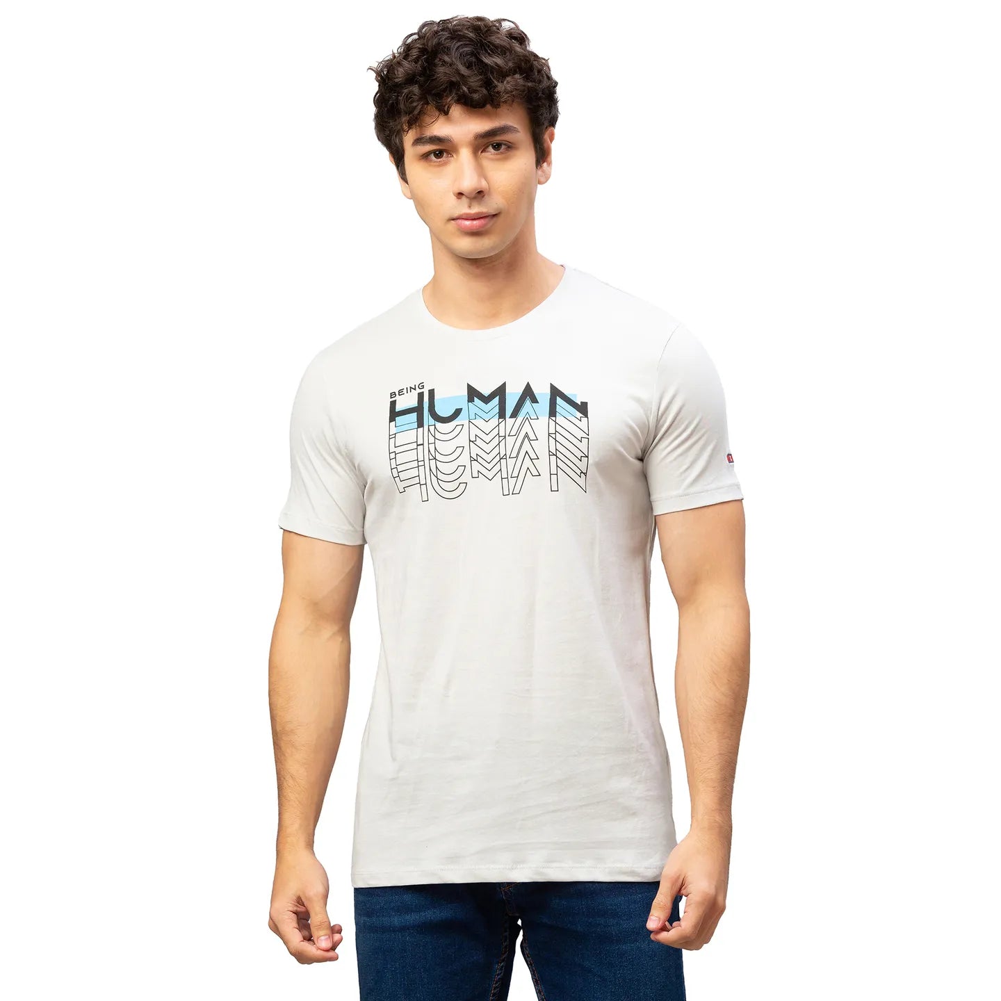 Grey Regular Fit Men's Short Sleeves T-Shirt by Being Human Clothing